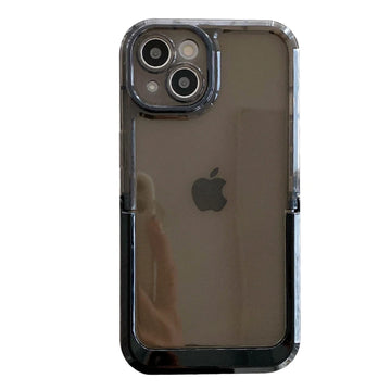 Qfdian Simple Candy Color Foldable Holder Stand Case For iPhone 16 Pro Max 15 14 13 12 11 Clear Shockproof TPU Back Cover